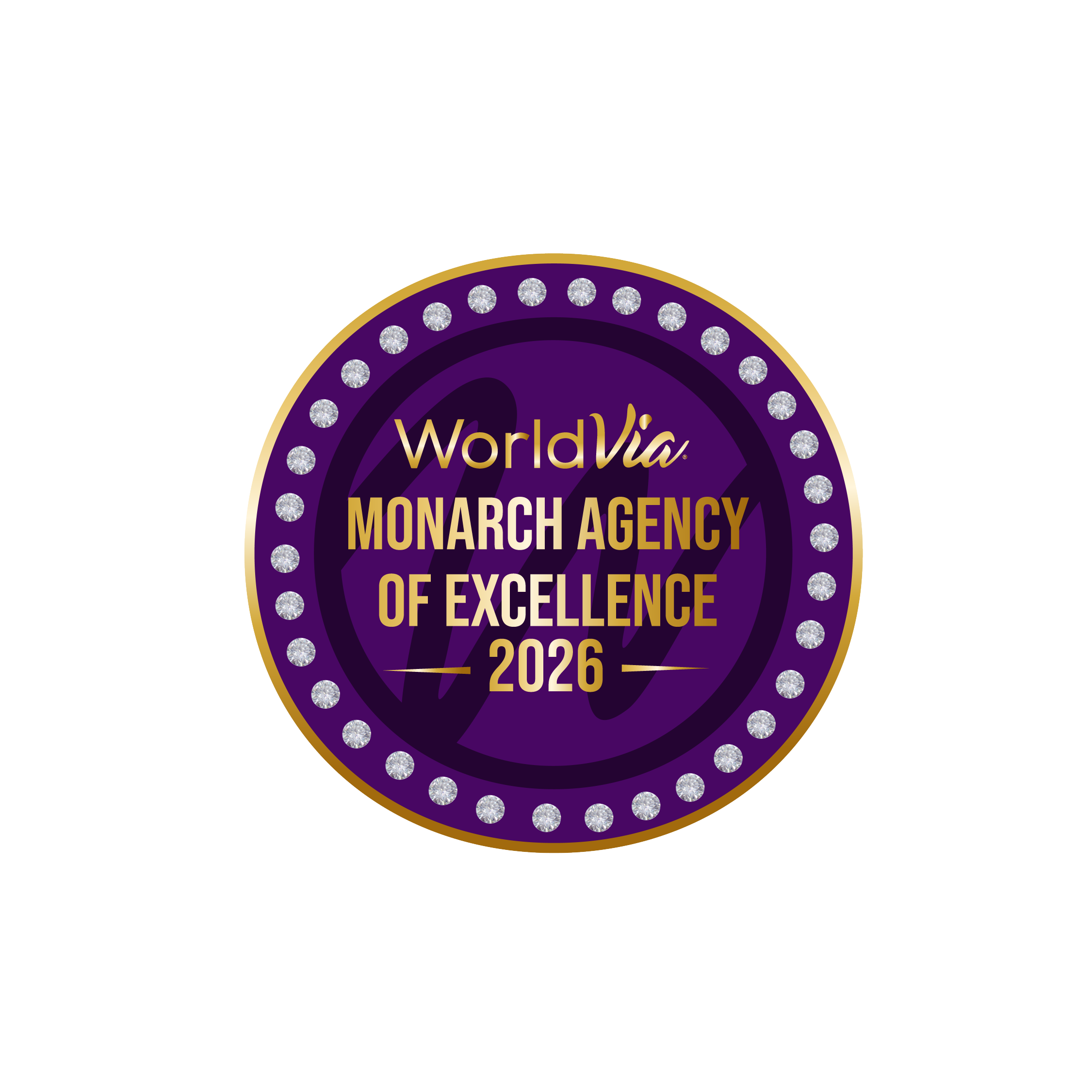 Official WorldVia Travel Network 2026 Monarch Agency of Excellence award badge for Tonya Becker, Getaway by Tonya Jean Becker LLC.