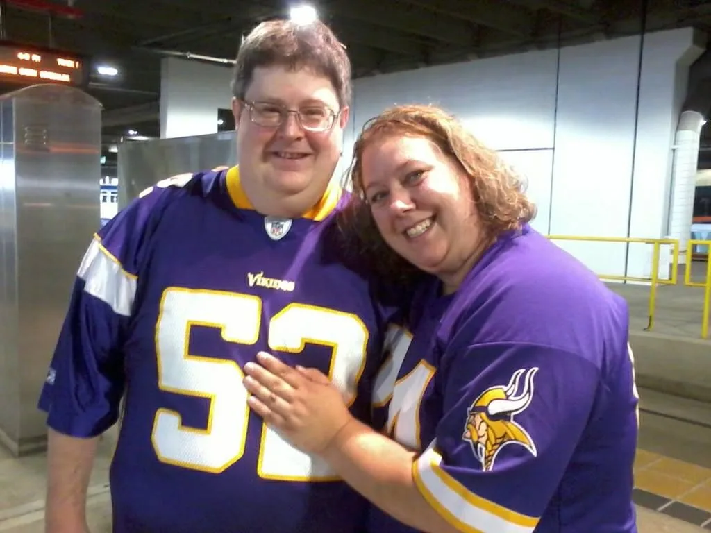 Dean and Tonya Becker at a Vikings game